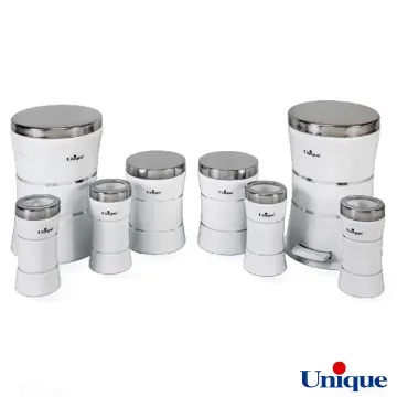سرویس 8 پارچه کمرباریک خطی سفید درب استیل یونیک UN-4592