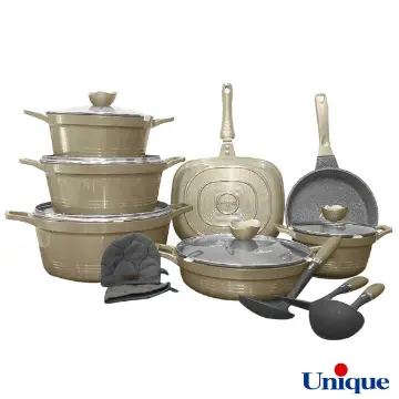 سرویس قابلمه چدن یونیک 16 پارچه نسکافه ای کلاسیک UN-7800