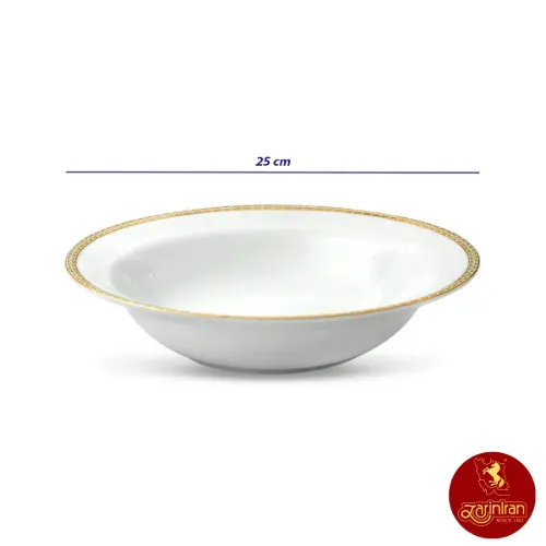 سالادخوری چینی زرین ایتالیا اف طرح ریوا طلایی سایز بزرگ 25 سانتی متری