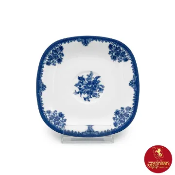 نعلبکی چینی زرین کواترو طرح فلورانس سرمه ای سایز 13