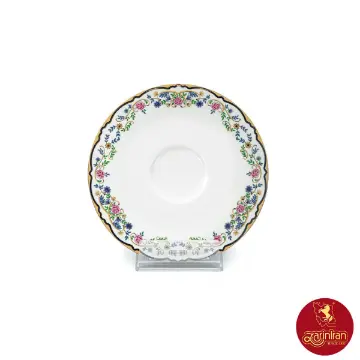نعلبکی زیر استکانی چینی زرین دوری سایز 13 طرح گلستان