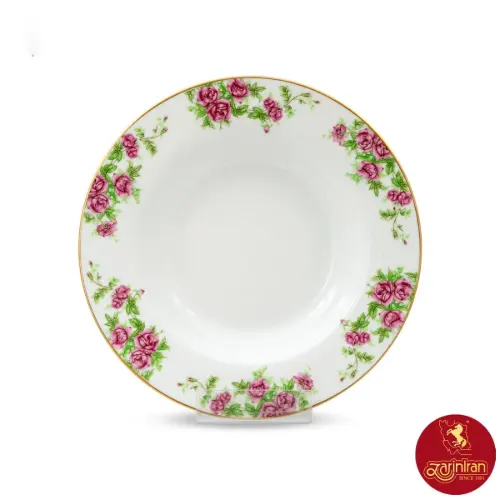 بشقاب گود چینی زرین ایتالیا اف طرح بیدگل سایز 22
