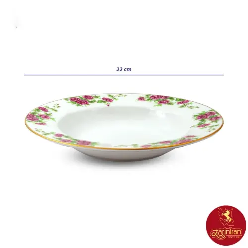 بشقاب گود چینی زرین ایتالیا اف طرح بیدگل سایز 22