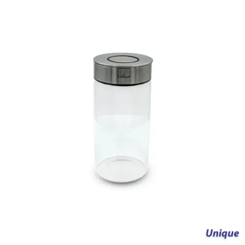 بانکه شیشه ای درب استیل یونیک 20 سانت UN-1702