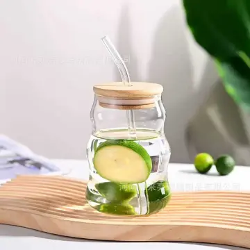 لیوان اسموتی خمره ای نی دار پیرکس 500 میلی لیتر