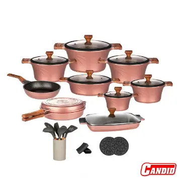 سرویس قابلمه تیتانیوم کاندید 28 پارچه مدل سزار رنگ رزگلد