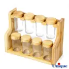 ست ادویه یونیک پایه دار چوبی 8 عددی UN-1502
