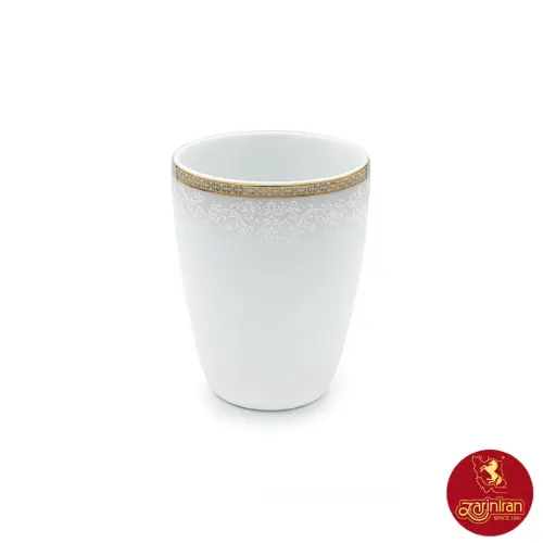 لیوان بدون دسته چینی زرین کواترو طرح ریوا طلایی ۲۸۰ سی سی