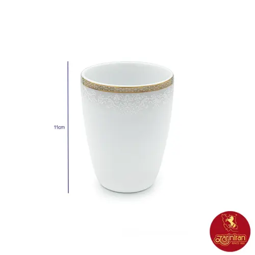 لیوان بدون دسته چینی زرین کواترو طرح ریوا طلایی ۲۸۰ سی سی