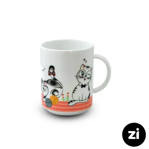 ماگ دسته دار چینی زرین Zi فرم اس گربه اسموکی 300 سی سی