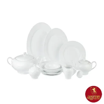 سرویس چینی یاسمن ایتالیا اف سفید 76 پارچه