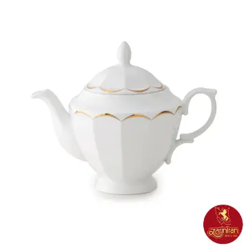 قوری چینی زرین نئوکلاسیک طرح نارسیس طلایی سایز بزرگ 8