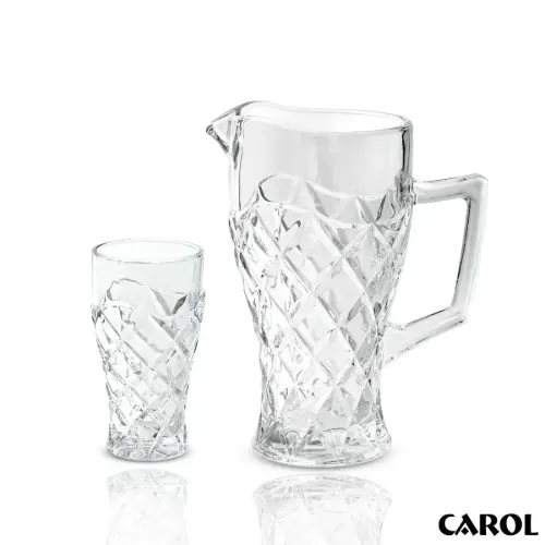 سرویس 7 پارچه پارچ و لیوان بلور کارول چین