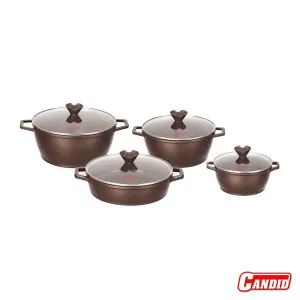 سرویس قابلمه گرانیتی 8 پارچه کاندید مدل ورونا دورو قهوه ای