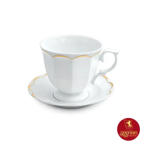 سرویس کاپوچینو، لته چینی زرین نئوکلاسیک طرح نارسیس طلایی 12 پارچه