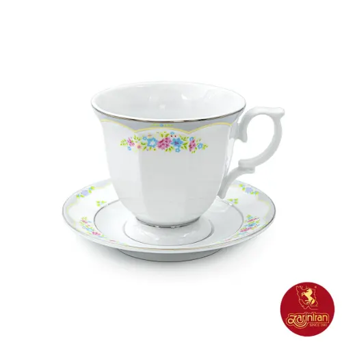 سرویس کاپوچینو چینی زرین نئوکلاسیک طرح گلاریس 12 پارچه