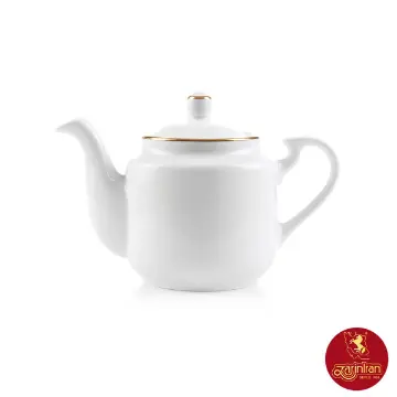 قوری چینی زرین استوانه طرح لب طلا سایز کوچک 3