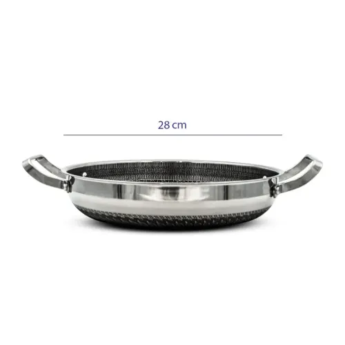 تابه استیل کربنی دو دسته مدل CC8016-28 بدون درب