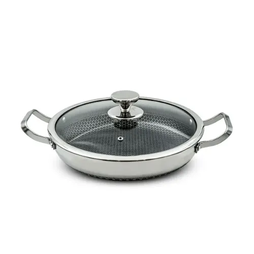 تابه استیل کربنی دو دسته Chik Chef مدل CC8016-28T درب دار