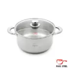 قابلمه 240 دسته فلزی (کف سه لایه) با درب پیرکس پارس استیل