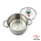 قابلمه دسته فلزی (کف سه لایه) با درب پیرکس