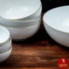 سرویس 13 پارچه پیاله چینی زرین طرح زرین لب طلایی