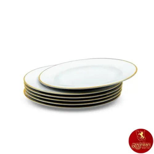 بشقاب پیش دستی چینی زرین ایتالیا اف طرح زرین لب طلایی سایز 19