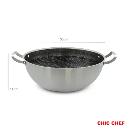 تابه ووک استیل کربنی دو دسته چیک چف