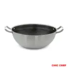 تابه ووک استیل کربنی CC8062-38 دو دسته چیک چف