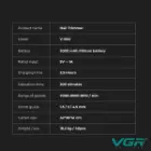 جدول مشخصات خط زن شارژی VGR-990