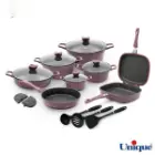 سرویس قابلمه گرانیتی یونیک 16 پارچه بادمجانی کلاسیک UN-7717