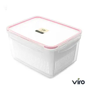 ظرف فریزری سبد دار ایزی لاک پلاس 3600 میلی لیتر مستطیل 4 برند ویرو - کد 604