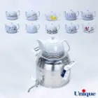 کتری استیل 5 لیتر با قوری چینی طرح ترک یونیک