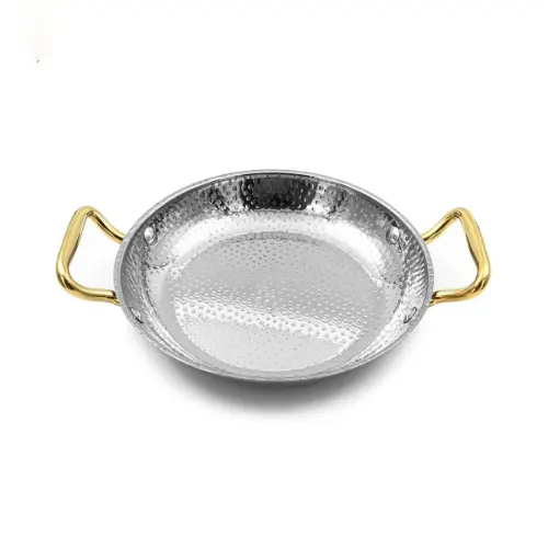 ماهیتابه استیل دسته طلایی داخل چکشی سایز 24 POT-24