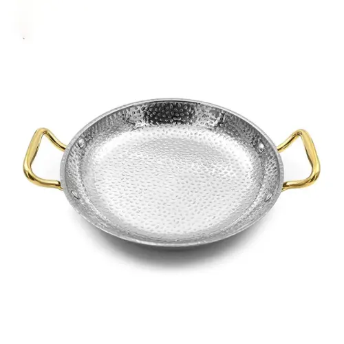 ماهیتابه استیل دسته طلایی داخل چکشی سایز 28 POT-28