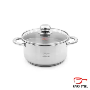 قابلمه پارس استیل سایز 20 کف سه لایه درب پیرکس