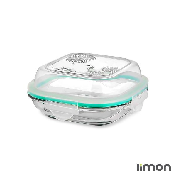 ظرف شیشه ای سرو و نگهداری دربدار 520 میلی لیتر لیمون