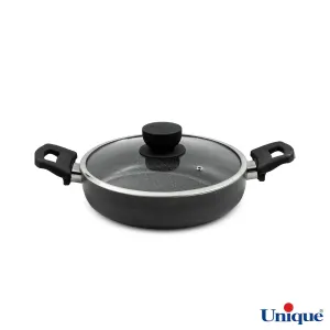 تابه دو دسته سایز 24 یونیک کف گرانیت طوسی تیره UN-8124