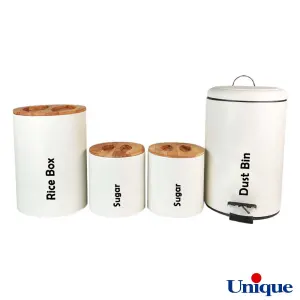 سرویس آشپزخانه یونیک 4 پارچه UN-8028 سفید درب بامبو