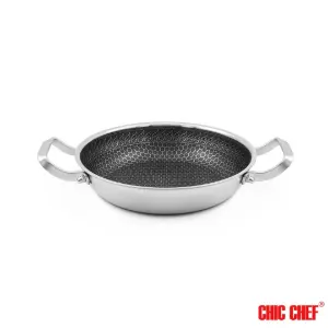 تابه استیل کربنی CC8163-24 دو دسته چیک چف