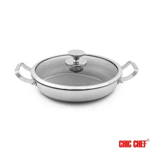 تابه استیل کربنی CC8163-28 دو دسته چیک چف
