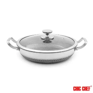 تابه استیل کربنی CC8163-30 دو دسته چیک چف