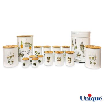 تصویر  سرویس آشپزخانه یونیک 15 پارچه سفید کاکتوس آویز درب بامبو UN-8072