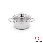 تصویر  قابلمه پارس استیل کف سه لایه درب پیرکس سایز 16