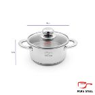 تصویر  قابلمه پارس استیل کف سه لایه درب پیرکس سایز 16