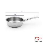 تصویر  ماهیتابه سایز ۱۶ تک دسته فلزی بلند پارس استیل (کف سه لایه)