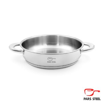 تصویر  ماهیتابه سایز ۲۸ دو دسته فلزی کوتاه پارس استیل (کف سه لایه)