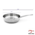 تصویر  ماهیتابه سایز ۲۴ تک دسته فلزی بلند پارس استیل (کف سه لایه)