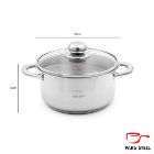 تصویر  قابلمه پارس استیل کف سه لایه درب پیرکس سایز 20