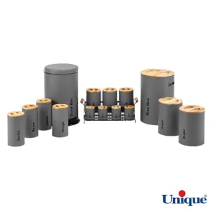 سرویس آشپزخانه یونیک 16 پارچه UN-8052 فیلی(طوسی) با درب بامبو